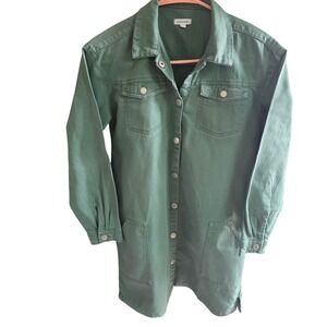 Vertbaudet Kids Green Denim Button Front Shirt Dress Size 14 Years